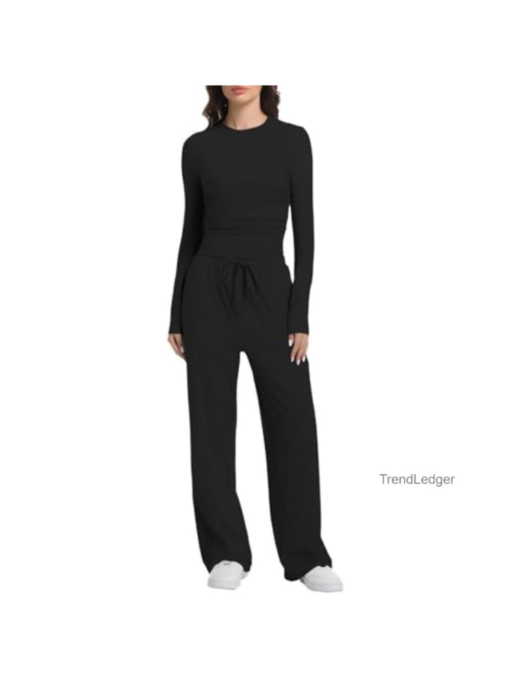 Womens 2 Piece Lounge Set Long Sleeve Wide Leg Tracksuit Casual Matching Set